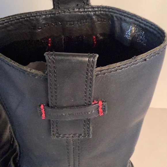 Tommy Hilfiger Black Leather Motorcycle Style Boots - Picture 12 of 16